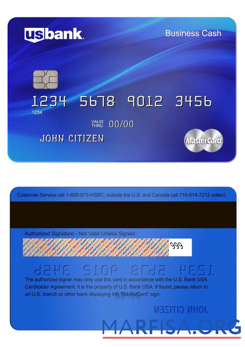 Blank USA U.S. Bank Mastercard card template
